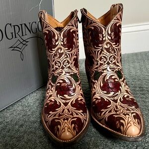 NEW Old Gringo 8 B Tooled Western Cowboy Boots Zip Ankle Booties mothers day